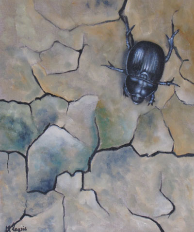 Peinture Animalière - Marc Legris - Barnabé le scarabée - 2014 - huile sur toile - 55x46cm Marc Legris - Peinture Animalière