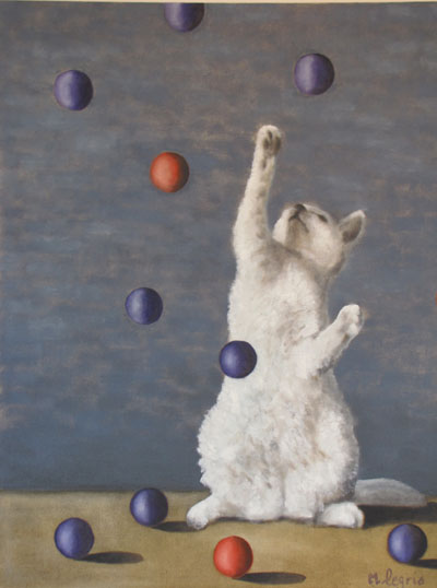Peinture Animalière - Marc Legris - Chat Jongleur - 2013 - huile sur toile - 81x65cm Marc Legris - Peinture Animalière