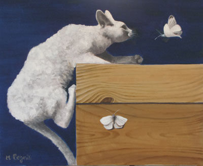 Peinture Animalière - Marc Legris - Edmond et Léon les papillons - 2013 - huile sur toile - 65x54cm Marc Legris - Peinture Animalière