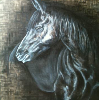 Peinture Animalière - Marc Legris - Hannibal le Cheval - 2012 - huile sur toile - 80x80cm Marc Legris - Peinture Animalière