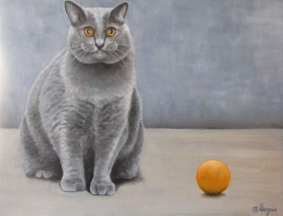 Peinture Animalière - Marc Legris - Mathieu le Chartreux - 2013 - huile sur toile - 65x55cm Marc Legris - Peinture Animalière