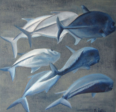 Peinture Animalière - Marc Legris - Poissons - 2011 - huile sur toile - 80x80cm Marc Legris - Peinture Animalière