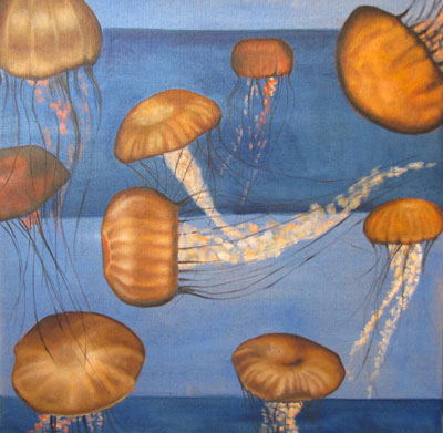 Peinture Animalière - Marc Legris - Sea Mushrooms - 2011 - huile sur toile - 80x80cm Marc Legris - Peinture Animalière