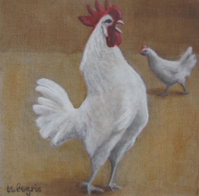 Peinture Animalière - Marc Legris - Cocorico - 2013 - huile sur toile - 30x30cm Marc Legris - Peinture Animalière