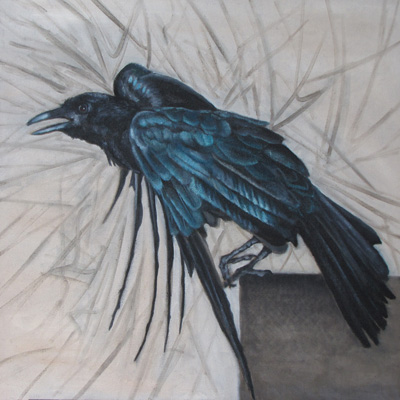 Peinture Animalière - Marc Legris - Mireille la corneille - 2010 - huile sur toile - 60x60 Marc Legris - Peinture Animalière