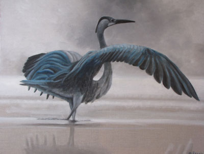 Peinture Animalière - Marc Legris - Néron le héron - 2014 - huile sur toile - 92x73cm Marc Legris - Peinture Animalière