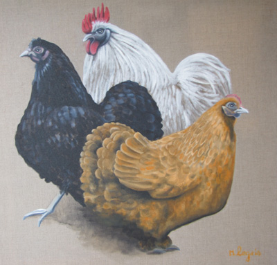 Peinture Animalière - Marc Legris - Poupoules - 2012 - huile sur toile - 80x80cm Marc Legris - Peinture Animalière