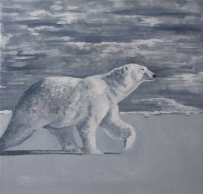 Peinture Animalière - Marc Legris - Ours polaire - 2014 - huile sur toile - 50x50cm Marc Legris - Peinture Animalière