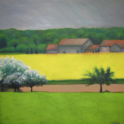 Peinture Paysages - Marc Legris - Brie - Provins - 2005 - huile sur toile - 100x100cm Marc Legris - Peinture Paysages