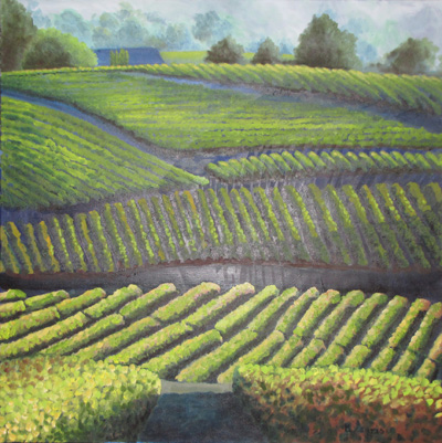 Peinture Paysages - Marc Legris - Sauternes - 2007 - huile sur toile - 100x100cm Marc Legris - Peinture Paysages