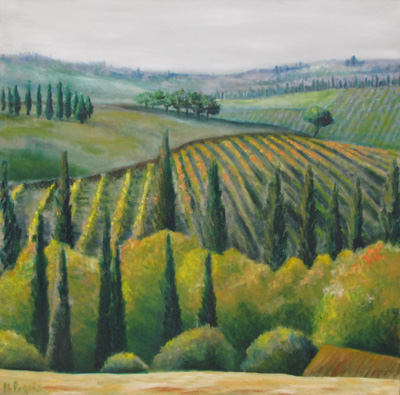 Peinture Paysages - Marc Legris - Toscane - Chianti - 2007 - huile sur toile - 100x100cm Marc Legris - Peinture Paysages