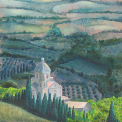 Peinture Paysages - Marc Legris - Toscane - Montepulciano - 2007 - huile sur toile - 60x60cm Marc Legris - Peinture Paysages