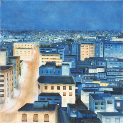 Peinture Paysages - Marc Legris - Damas by Night - 2002 - huile sur toile - 80x80cm Marc Legris - Peinture Paysages