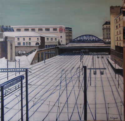 Peinture Paysages - Marc Legris - Gare du Nord - 2013 - huile sur toile - 80x80cm Marc Legris - Peinture Paysages