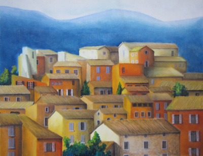 Peinture Paysages - Marc Legris - Luberon - 2004 - huile sur toile - 65x54cm Marc Legris - Peinture Paysages