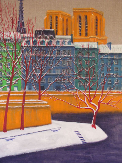 Peinture Paysages - Marc Legris - Paris Neige Chaud - 2015 - huile sur toile - 92x73cm Marc Legris - Peinture Paysages