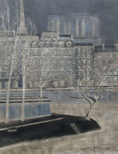 Peinture Paysages - Marc Legris - Paris Neige Froid - 2015 - huile sur toile - 92x73cm Marc Legris - Peinture Paysages