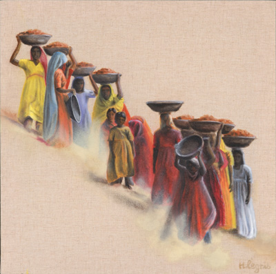 Peinture Voyages - Marc Legris - Rajasthan - 2003 - huile sur toile - 60x60 Marc Legris - Peinture Voyages