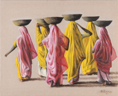 Peinture Voyages - Marc Legris - Rajasthan - 2004 - huile sur toile - 100x-81cm Marc Legris - Peinture Voyages