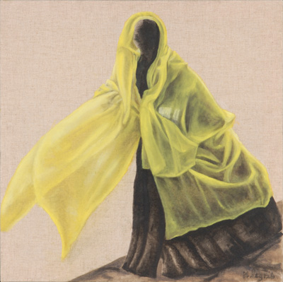 Peinture Voyages - Marc Legris - Rajasthan - Le Voile Jaune - 2004 - huile sur toile - 60x60cm Marc Legris - Peinture Voyages